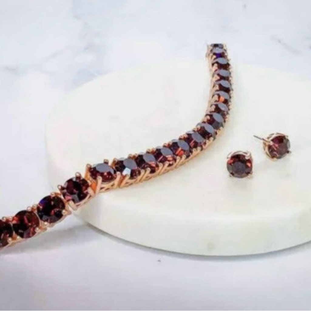 Park Lane Impression Bracelet-Burgundy Set In Rose Gold Bnib Retired 175$